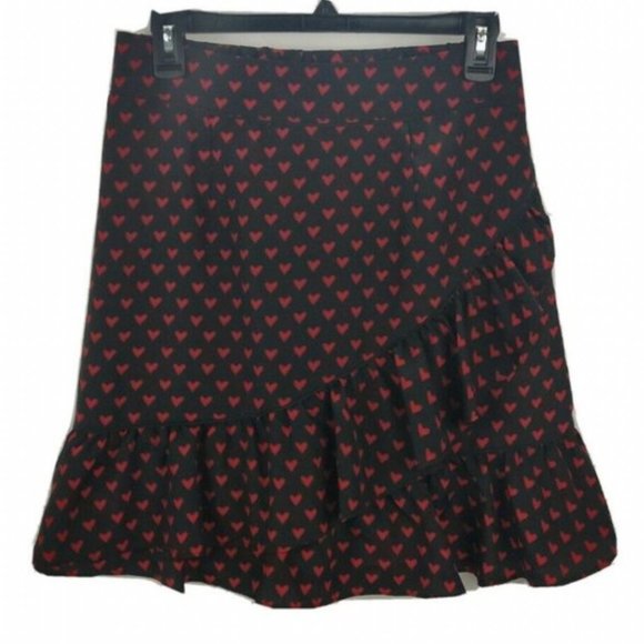 Maison Jules | Womens ruffled Skirt with Black Printed Heart - Picture 3 of 11